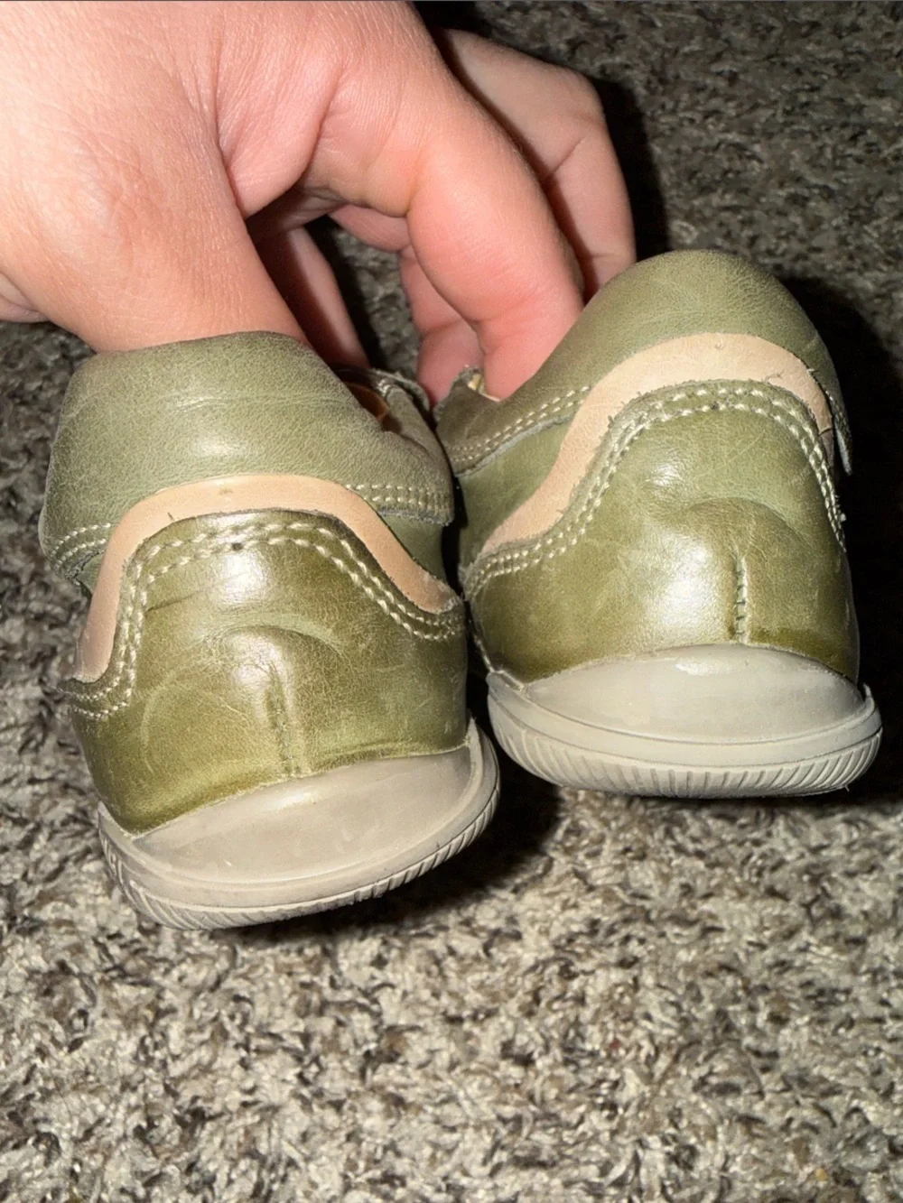 Primigi Olive Green and Brown Leather Baby Walker Shoes